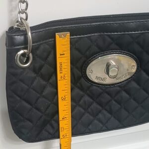 Nine West Black Quilted Clutch with Silver Accents